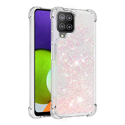 KBIKO-zxl Kompatibel mit Samsung Galaxy A22 4G Glitzer Hülle,Mädchen Glitzern Handyhülle,Paillette Flüssigkeit Clear Silikon Schutzhülle für Samsung Galaxy A22 4G / M32.Silver Pink YBL von KBIKO-zxl