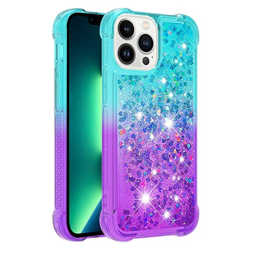 KBIKO-zxl Kompatibel mit iPhone 14 Pro Max Glitzer Handyhülle, Glitter Hülle Leicht Flüssig Treibsand Case TPU Bumper Schutzhülle Mädchen Frauen Hülle für iPhone 14 Pro Max.Blue Purple YBJ von KBIKO-zxl