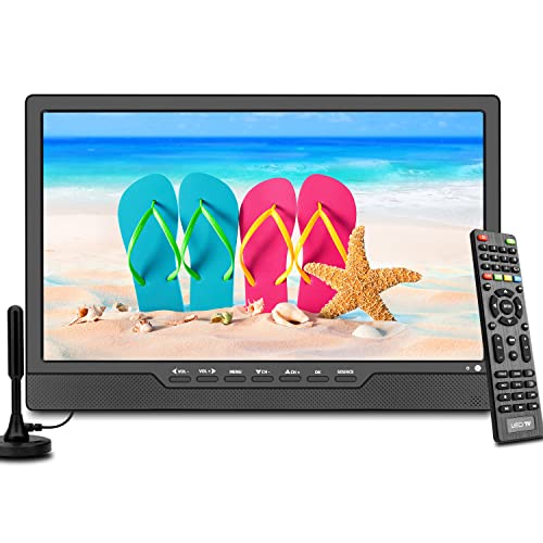 SOYAR Tragbarer 14,0-Zoll-LCD-Fernseher mit DVB-T2, wiederaufladbarem Akku, Mini-Freeview-TV, USB-Anschluss, Fernbedienung, AV-Eingang, HDMI IN. von KCR