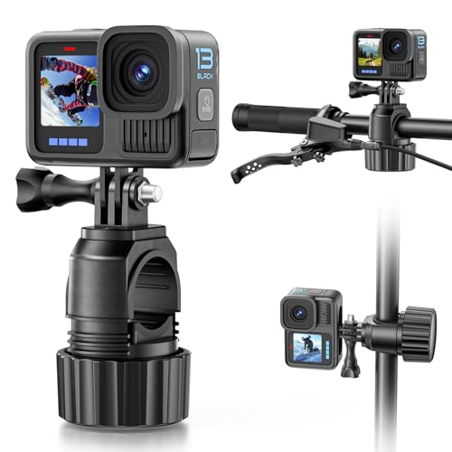 KDD Halterungen für Actionkameras - Verstellbar Kamera Halterung Fahrrad für Gopro - Klemme Öffnungsdurchmesser 0.6" - 1.26", Klammer Halter für Gopro Zubehör Hero 12 11 10 9 8 7 DJI OSMO (Schwarz) von KDD