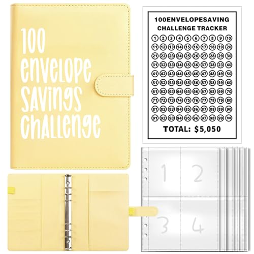 100 Briefumschläge Challenge Binder, Savings Challenges Binder, Budget Binder mit Bargeldumschlägen, Sparen Sie $5.050, Budget Binder von KEAGAN