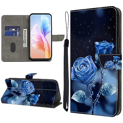 KEDBBAO Handyhülle für Google Pixel 9 Pro XL 2024 Hülle Muster Klapphülle für Google Pixel 9 Pro XL Leder Tasche Case Flip Magnet Motive Wallet Schutzhülle für Pixel 9 Pro XL Hülle, Blaue Rose von KEDBBAO