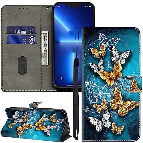 KEDBBAO Handyhülle für Samsung Galaxy A55 5G Hülle Muster Klapphülle für Galaxy A55 5G Leder Tasche Case Flip Magnet Motive Wallet Schutzhülle für Samsung A55 5G Hüllen, Grüner Schmetterling von KEDBBAO