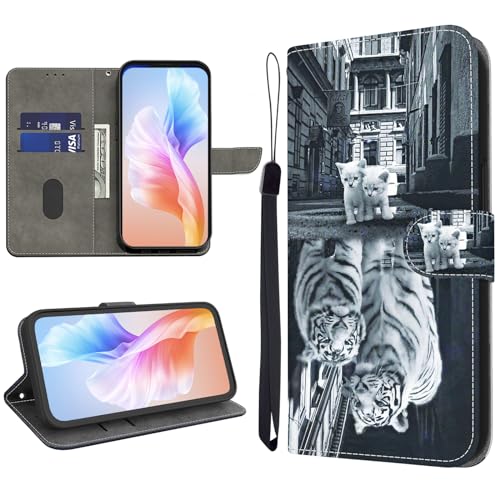 KEDBBAO Hülle für Samsung Galaxy A55 5G Handyhülle Klapphülle Premium Muster PU Leder Stoßfeste Schutzhülle [Kartenfach] Handytasche Case für Samsung A55 5G Hüllen, Katzen & Tiger von KEDBBAO