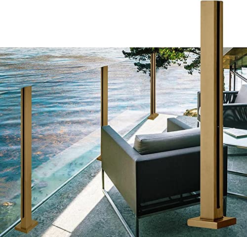 KEHSF Glasgeländerpfosten, quadratisch, goldfarben, Außenterrasse, Pool, Balkon, Garten, Glaszaun-Geländersystem, Glasbalustrade-Geländerpfosten, 25 30 35 40 45 50 55 60 Zoll hoch von KEHSF