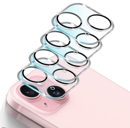 KEKBOXQ Kameraschutz für iPhone 15 und iPhone 15 Plus [4 Stück], 9H Kameraschutz Folie, Kamera Folie Transparent, Anti-Kratzer,Blasenfrei Härte Glas, Ultra HD-Clear von KEKBOXQ