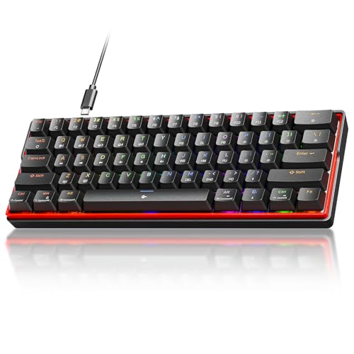 KEMOVE K61SE 60% mechanische Gaming-Tastatur mit linearen roten Schaltern, Anti-Ghosting LED-Hintergrundbeleuchtung Typ-C Datenkabel Ultrakompakte 61 Tasten Mini-Tastatur (Schwarze) von KEMOVE