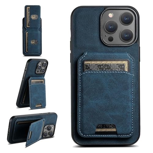 Geupday Leather Card Holder Phone Case: Magnetic Stand, Wireless Charging, Geupday Magnetic Phone Case for 13 14 15 Pro Max, Gupday for iPhone Case (for 12pro,Blue) von KEYGEM