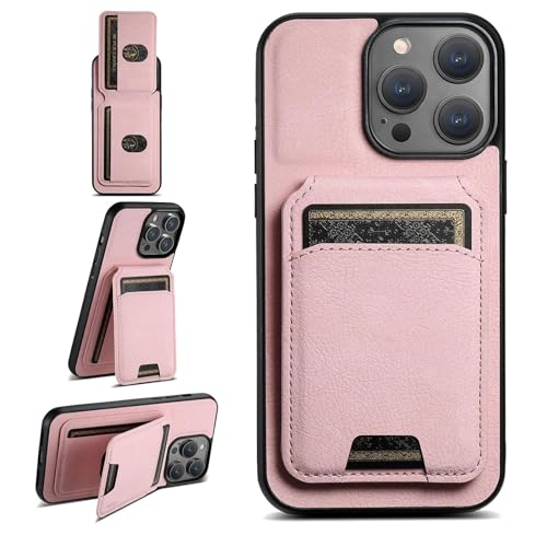 Geupday Leather Card Holder Phone Case: Magnetic Stand, Wireless Charging, Geupday Magnetic Phone Case for 13 14 15 Pro Max, Gupday for iPhone Case (for 12promax,pink) von KEYGEM