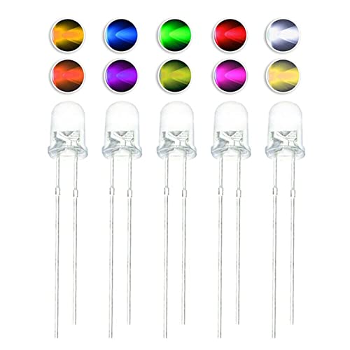 100 Stück 5 mm LED-Dioden, Blau, Lila, Orange, Gelb, Weiß usw. LEDs KHzIgRdY (Size : Common green) von KHIRY