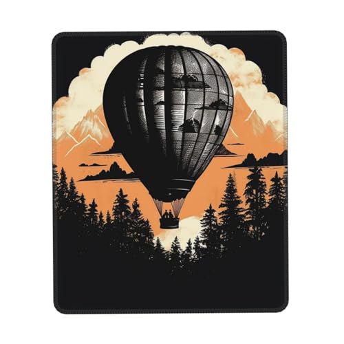 Mauspad, kleine Mauspad, mit rutschfester Gummiunterseite, Heißluftballon, Silhouette, Laptop, waschbar, Schreibtischunterlage, Schreibtisch-Schutzmatte, Mauspads für Büro und Zuhause von KHiry