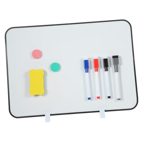 1 Satz Doppelseitige Schreibtafel Schultafeln Trocken Abwischbare Tischplatte Whiteboard-radierer Whiteboard Mit Ständer Trockenlöschtafel Trocken Abwischbare Tafeln Metall Weiß KICHOUSE von KICHOUSE