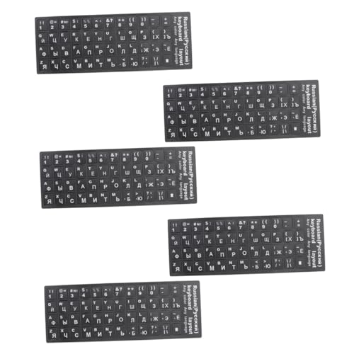 KICHOUSE 5 Blätter Tastaturaufkleber Buchstabenaufkleber Computertastaturen Computeraufkleber Laptop-Tastatur Etikettenaufkleber Tastaturschutz Laptop-Aufkleber Alphabet-Aufkleber Black PVC von KICHOUSE