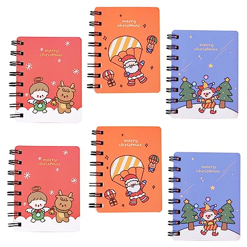 KICHOUSE 6 Stk Weihnachtsspulenbuch Scrapbook-Notizbuch Spiral-Skizzenbücher Notizbücher Weihnachts-Spiralnotizbuch studentisches Briefpapier Loses Blatt Lieferungen a5 von KICHOUSE