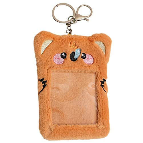 KICHOUSE Kartenabdeckung sichtbare Kartenhülle Gefüllter Froschplüsch Plüschfrosch trading card sleeves scheckkarten-etui schlüsselanhänger Postkartenhalter aus Plüsch Postkartenhülle Brown von KICHOUSE