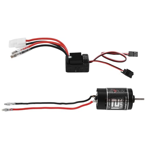 KIKAPA 550 Gebürsteter Motor 12T mit 1060 ESC gebürstet 60A 2-3S LiPo Elektrischer Geschwindigkeitsregler Wasserdicht für RC 1/10 Kettenfahrzeugteile von KIKAPA