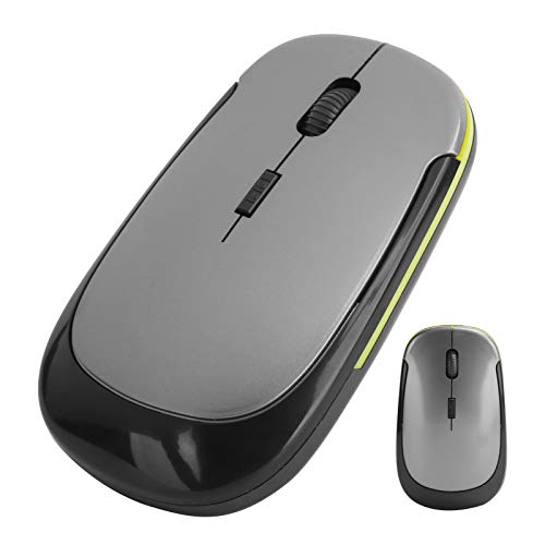 KIMISS 2.4G Wireless Mouse, Optischer USB-Empfänger Notebook Leadall Black Wireless Einstellbare Maus Computerzubehör 1600dpiBlack (Silber grau) von KIMISS