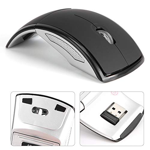 KIMISS Maus Drahtlose Maus Zd 01 2.4G Drahtlos Faltbare Ergonomische Bogen Maus Mäuse Schwarz mit USB-Empfänger für Notebook von KIMISS