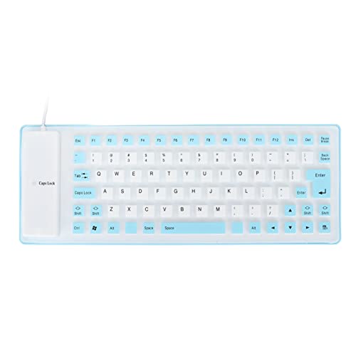 KIMISS Multifunktionale 85-Tasten-Silikontastatur – Wasserdicht und Staubdicht – Leichtes und Tragbares USB-Kabel-Design – Komfortable Soft-Touch – Geräuschloses Tippen (Blue) von KIMISS