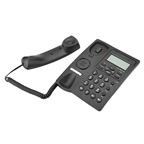 KIMISS Premium Schwarzes LCD-Display, Halbfreihändiges Schnurgebundenes Telefon mit Freisprecheinrichtung, 3-Gruppen-Alarmen, Geräuschunterdrückungsfunktion für Zuhause und Büro von KIMISS