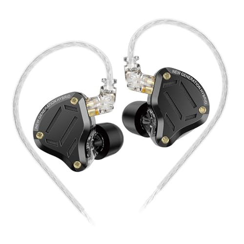 KZ ZS10 Pro 2 In-Ear-Monitor-Kopfhörer, 4-Stufen-Tuning-Schalter, Kopfhörer mit mehreren Treibern, verbesserte 1DD+4BA Gaming-Ohrhörer mit Kabel und 2PIN Kabel für Audiophile (schwarz, ohne Mikrofon) von KINBOOFI