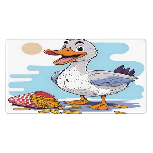 KINGWW Mauspad mit frecher Cartoon-Ente, rutschfeste Gummiunterseite, für Büro, Zuhause, Laptop, Reisen, 74,9 x 40,1 cm von KINGWW