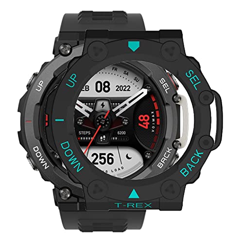 Schutzhülle Kompatibel für Amazfit T-Rex 2 Hüllen Protector Cover Case Schutz Hülle Bumper Shell.(Schwarz Blau) von KINOEHOO