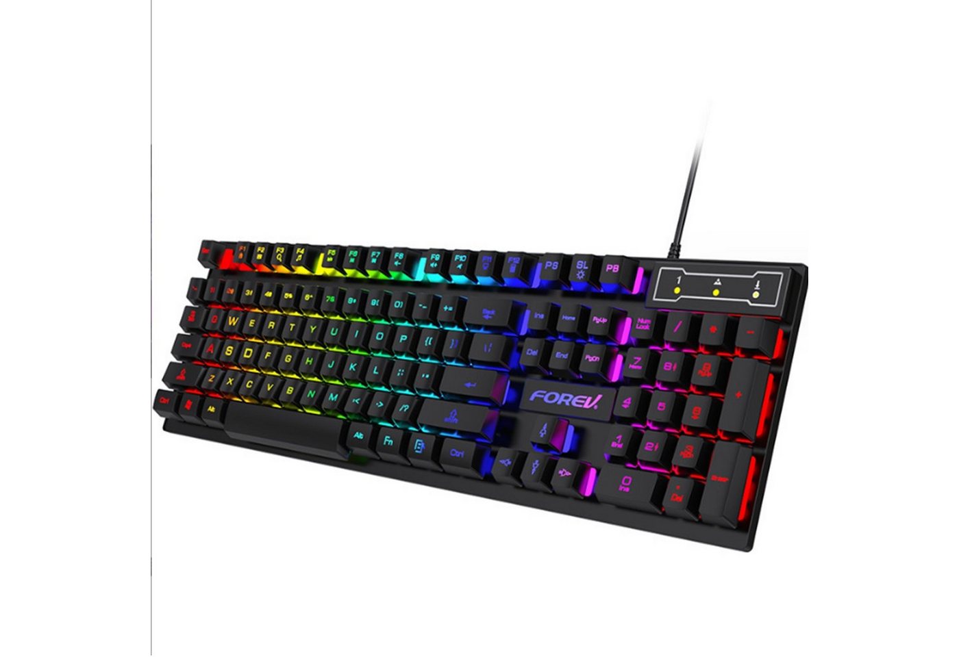 KINSI Mechanische Gaming-Tastatur,kabelgebundene Tastatur,RGB-Mischlicht Gaming-Tastatur (Beleuchtete Schrift,104 Tasten,Mixed Light Gaming Tastatur) von KINSI