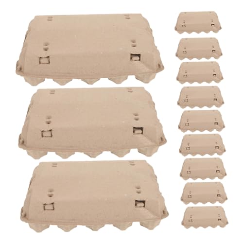 KITANDOVE 12St Eierablage Eierhalterbehälter Leere Eierkartons aus Papier Eierkartons aus Pappe Eierträger Eierverpackungskarton Papier-Eierkarton Wachteleier Kartons bunte Eierkartons Beige von KITANDOVE