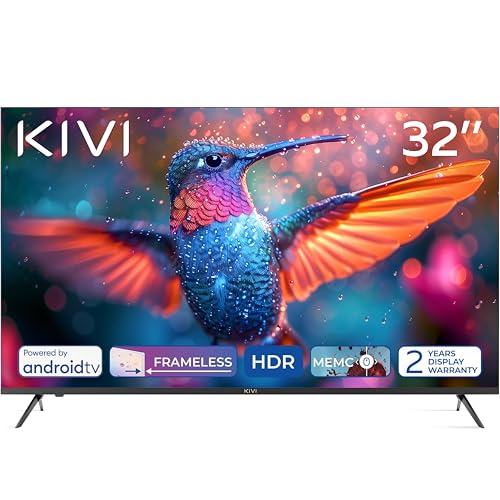 KIVI 32H750NB Smart TV Rahmenlos – Fernseher 32 Zoll UHD 4K, Smart TV 32, VA Panel, vergleichbar mit OLED-Qualität, HDR10, Android 11.0, WLAN & Bluetooth, Netflix HBO-fähig, Attraktive Dollar-Preise von KIVI