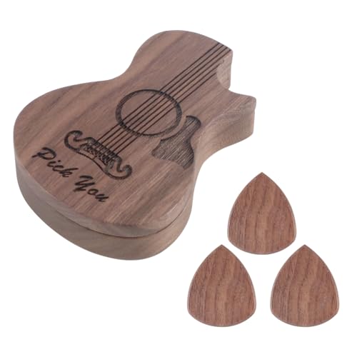 Holz Gitarre Pick Lagerung Box Container Tragbare Gitarre Pick Box Rotierenden Offenen Gitarre Pick Collector Geburtstag Geschenk von KJDKNC