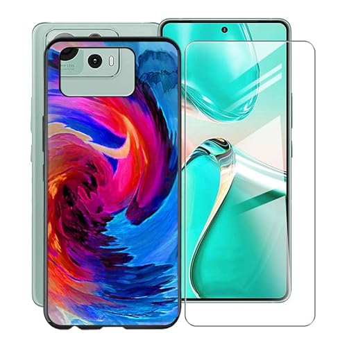 KJYFOANI Handyhülle für Asus Zenfone 12 Ultra (6.78") und 1 Stück Schutzglas Gehärteter Film, Ultra Dünn Weiche Silikon Stoßfest Schutzhülle, Flexibel TPU Tasche Cover - Schwarz Hülle - XV44 von KJYFOANI