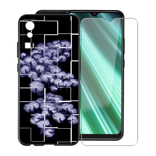 KJYFOANI Handyhülle für BLU S91 Pro (6.50") und 1 Stück Schutzglas Gehärteter Film, Ultra Dünn Weiche Silikon Stoßfest Schutzhülle, Flexibel TPU Tasche Cover - Schwarz Hülle - XT19 von KJYFOANI