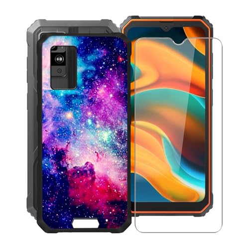 KJYFOANI Handyhülle für Blackview BV4800 Pro (6.56") und 1 Stück Schutzglas Gehärteter Film, Ultra Dünn Weiche Silikon Stoßfest Schutzhülle, Flexibel TPU Tasche Cover - Schwarz Hülle - XV23 von KJYFOANI