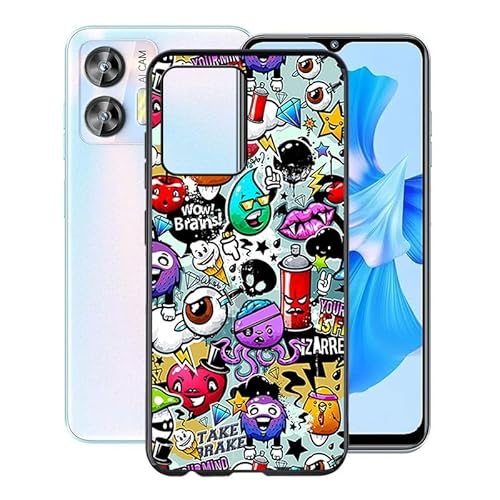 KJYFOANI Hülle Schwarz für Oukitel C36 (6.56"), Ultra Dünn Silikon Weiche TPU Case, Stoßfest FallSchutz Cover Schutzhülle, Anti-Kratzer Handyhülle für Oukitel C36 - Graffiti von KJYFOANI