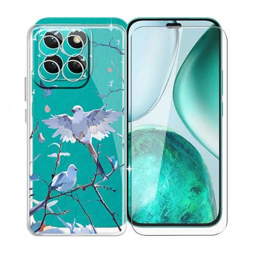 KJYFOANI Hülle für Honor X8c (6.70") + 1 Stück Gehärtetem Glas Schutzfolie, Transparent Weiche Silikon TPU Schutzhülle - Kratzfest Handyhülle für Honor X8c - Freier Vogel von KJYFOANI