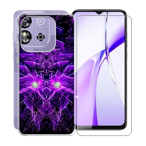 KJYFOANI Hülle für Oukitel C57 Pro (6.52") Handyhülle, Transparent Silikon Cover Weiche TPU Case Stoßfeste Kratzfeste Schutzhülle + 9H Härte Glas Schutzfolie für Oukitel C57 Pro - XV47 von KJYFOANI