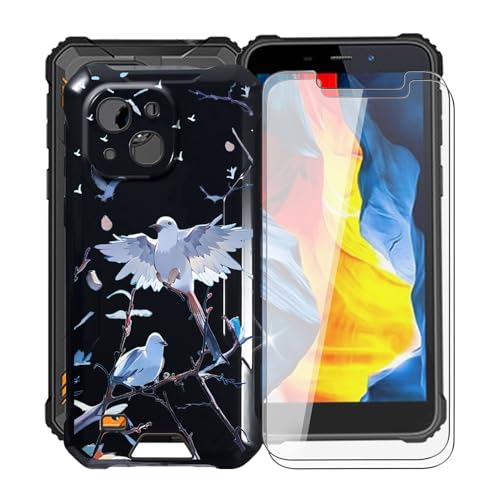 KJYFOANI Hülle für Oukitel WP32 Pro (5.93") und 2 Stück Gehärtetem Glasfolie, Schwarz Weich Silikon Case, Ultra Dünn Schutzhülle - Anti-Kratzer Bumper Handyhülle für Oukitel WP32 Pro - XT145 von KJYFOANI