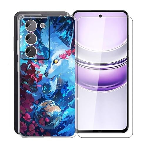 KJYFOANI Hülle für Realme V60 Pro (6.67") Handyhülle, Transparent Silikon Cover Weiche TPU Case Stoßfeste Kratzfeste Schutzhülle + 9H Härte Glas Schutzfolie für Realme V60 Pro - XT144 von KJYFOANI