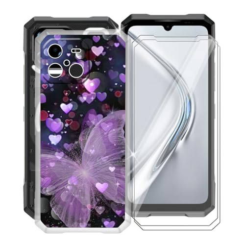 KJYFOANI für Doogee Blade GT Ultra Handyhülle mit 2 Stück Gehärtetem Glas Displayschutz, Transparent Weiche Silikon TPU Case Stoßfeste Kratzfeste Hülle für Doogee Blade GT Ultra (6.72") - XV16 von KJYFOANI