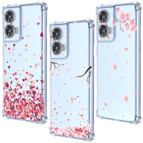 KJYLPO 3 Stück Hülle für Motorola Moto G85 5G, Dünne Weiche TPU Silikon Transparent Stoßfest Schutzhülle Durchsichtige Handyhülle Kratzfest Case, Rosa von KJYLPO