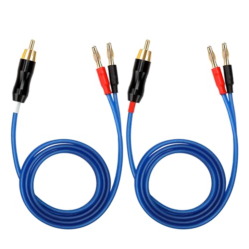 KK Cable Q-P2 OFC-Lautsprecherkabel (18 Gauge) mit Cinch-Stecker (weiß und rot) auf 2 Paar Bananenstecker (4 Bananen), Q-P2 (0,75 m)) von KK CABLE