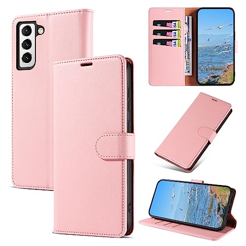 KKEIKO Hülle Kompatibel mit Samsung Galaxy S21 Plus, Magnet Klappbar Handyhülle mit Kartenfach, PU Leder Stoßfest Schutzhülle für Samsung S21 Plus, Rosa von KKEIKO