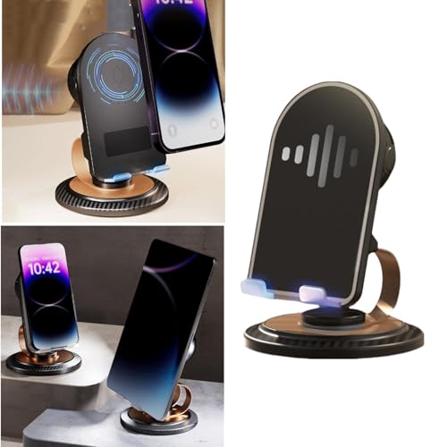 Handy-Halterung mit Bluetooth-Lautsprecher, kabelloser Induktions-Bluetooth-Lautsprecher, 3-in-1 tragbarer, faltbarer, rutschfester Telefonhalter mit Bluetooth-Lautsprecher, 360 Grad drehbarer Halter von KKwercv