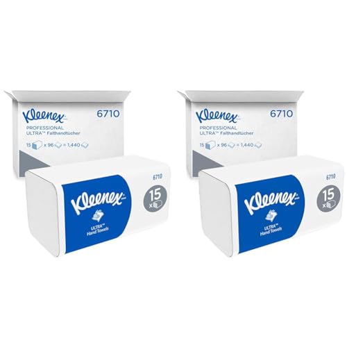 Kleenex Ultra Papierhandtücher mit Interfold Faltung 6710 – 3-lagige Papiertücher mit V-Faltung – 30 Packungen x 96 Handtücher(1.440 Falthandtücher),weich, komfortabel, ultra-absorbierend und reißfest von KLEENEX