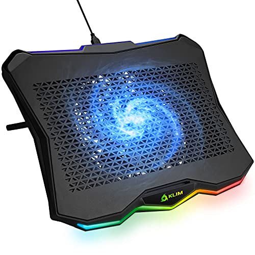 Klim Rainbow + Laptop-Kühler mit RGB-Beleuchtung + 11" - 17" + Spiele-Laptop-Kühler für den Schreibtisch + USB Lüfter + stabile und robuste Aluminiumkonstruktion + Kompatibel mit Mac & PS4 + NEU 2022 von KLIM