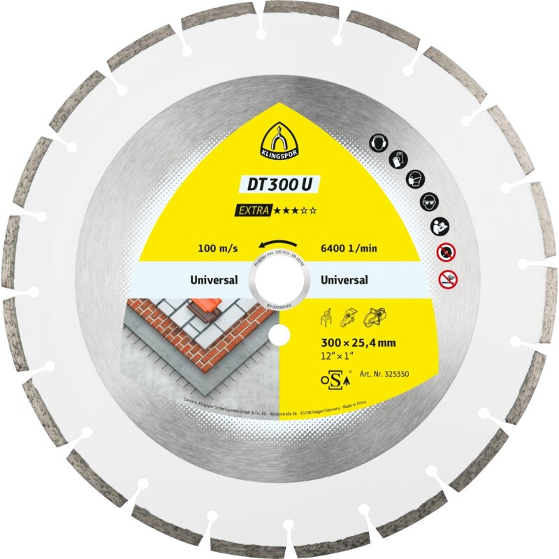 Diamantgroßtrennscheibe DT 300 U Extra für Baustellenmaterialen Standardverzahnung 350 x 2,8 x 25,4 mm von Klingspor AG