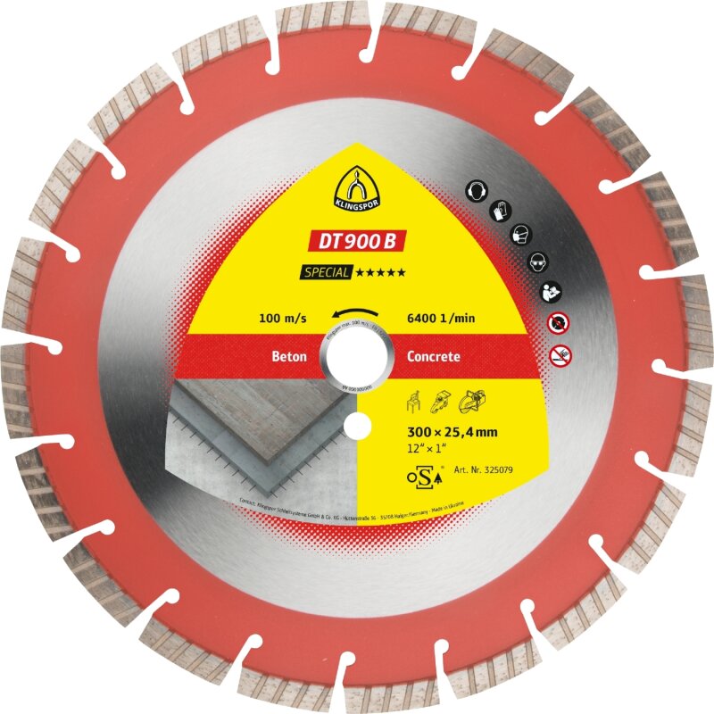 Diamantgroßtrennscheibe DT 900 B Special für Beton Altbeton armiert Turboverzahnung 300 x 2,8 x 25,4 mm von Klingspor AG