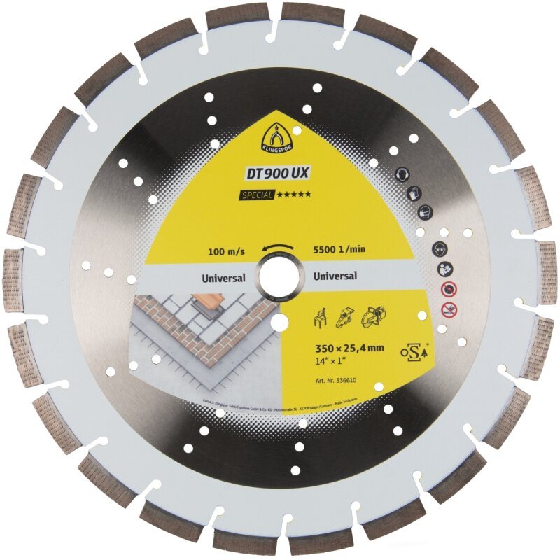 Diamantgroßtrennscheibe DT 900 UX Special für Beton Altbeton armiert Standardverzahnung 400 x 3,6 x 25,4 mm von KLINGSPOR Schleifsysteme