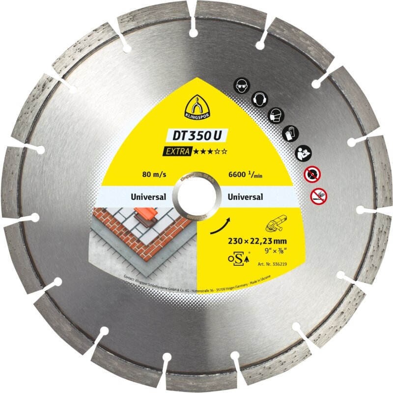 Diamanttrennscheibe DT 350 U Extra für Beton Stanbdardverzahnung 230 x 2,6 x 22,23 mm von Klingspor AG